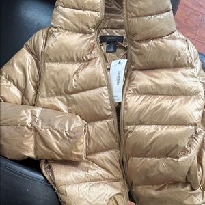 Donna Karan Metallic Gold Puffer Jacket